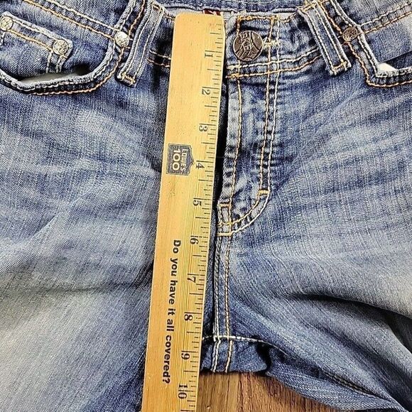 BKE Jeans Womens 27  "Harper" Denim Cropped Distressed Embroidered Medium Wash - Picture 4 of 7